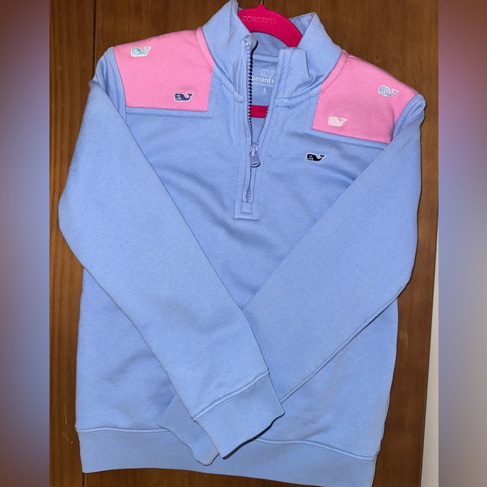 Vineyard Vines Girls’ Whale Outline Shoulder Quarter-Zip Pullover